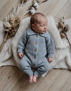 Collared button down coverall - dusty blue