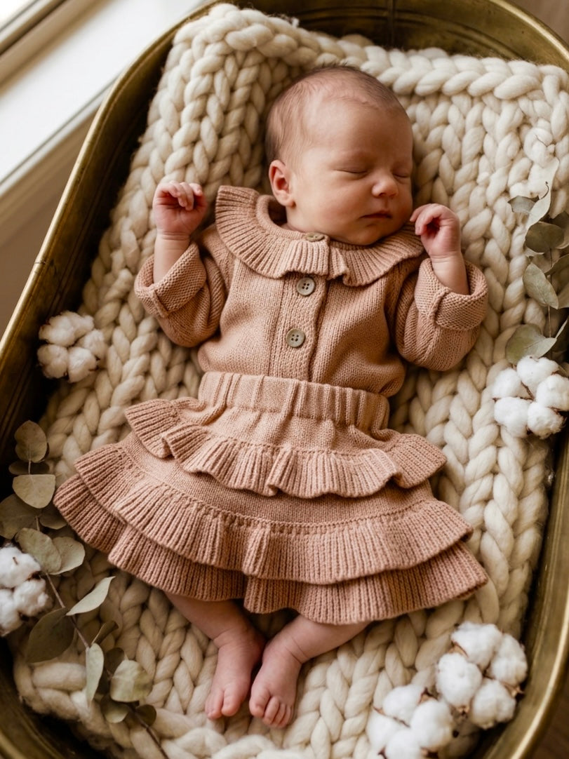 Cardigan and skirt set - dusty peach