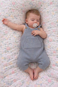 Short romper with kangaroo pocket - dusty blue