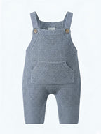 Short romper with kangaroo pocket - dusty blue