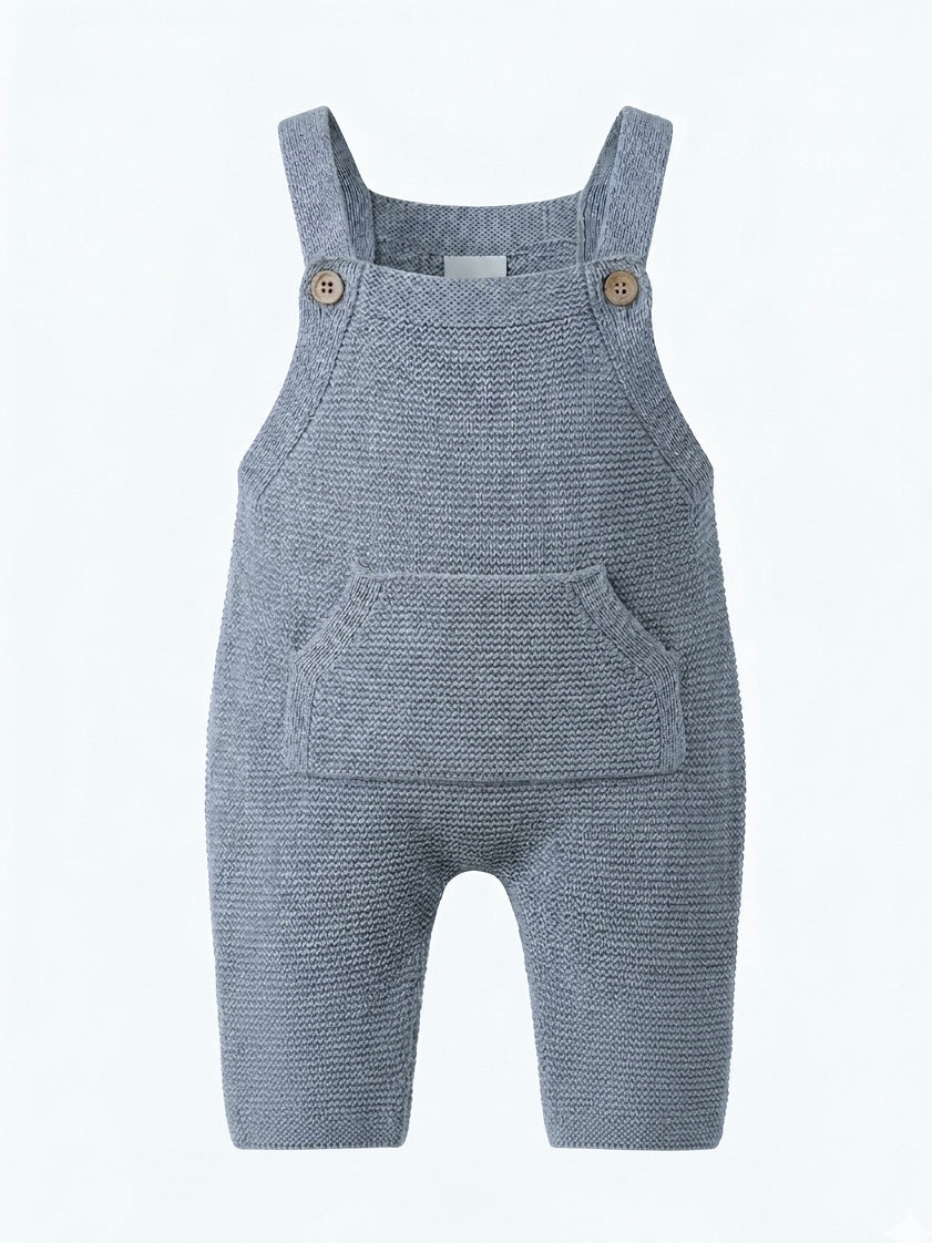 Short romper with kangaroo pocket - dusty blue