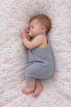 Short romper with kangaroo pocket - dusty blue