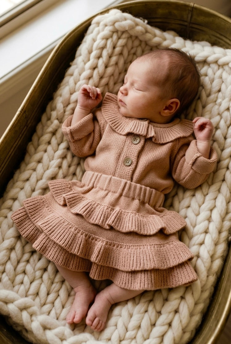 Cardigan and skirt set - dusty peach