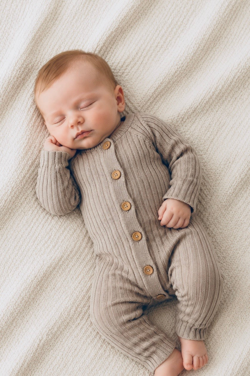 Chunky knit coverall - mushroom