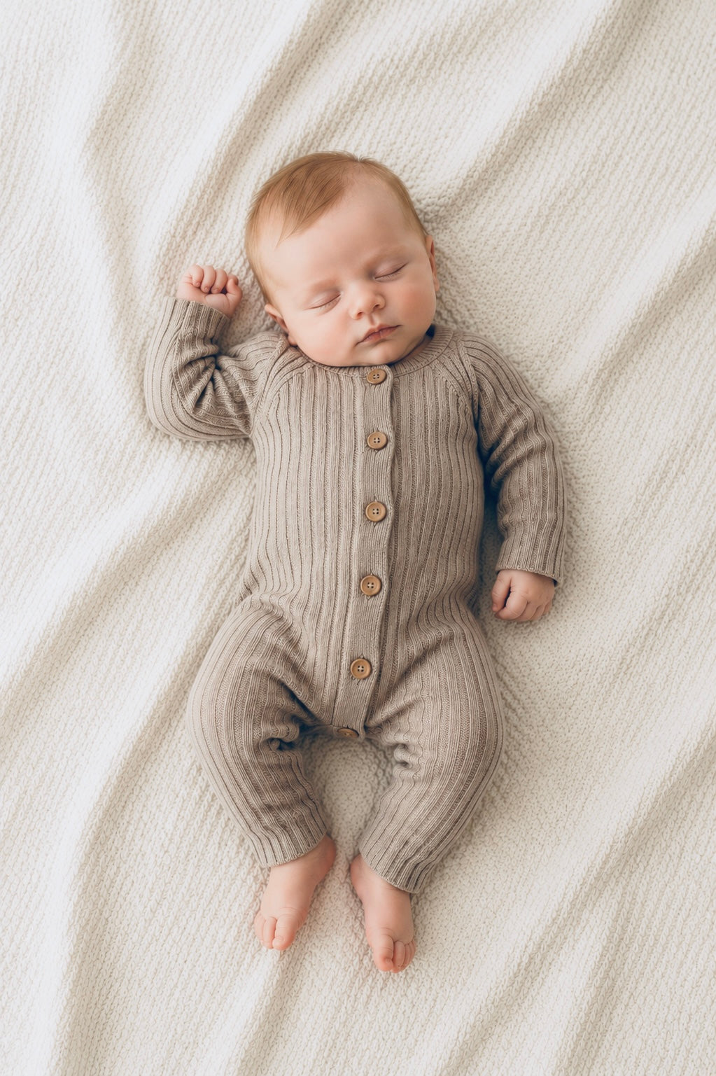 Chunky knit coverall - mushroom