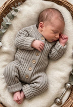 Chunky knit coverall - mushroom