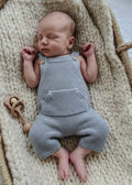 Short romper with kangaroo pocket - dusty blue