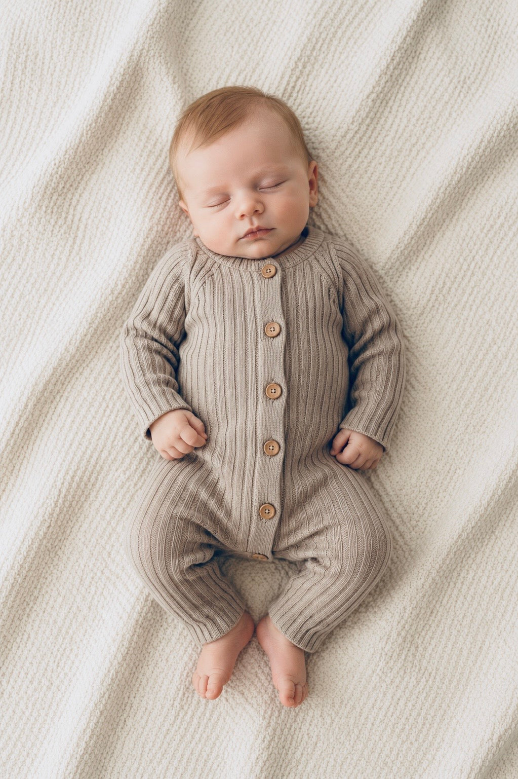 Chunky knit coverall - mushroom