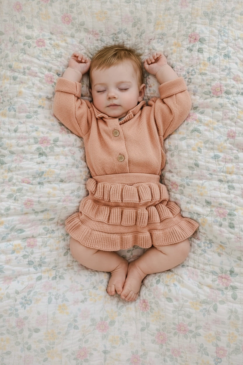 Cardigan and skirt set - dusty peach