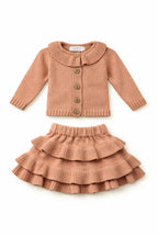 Cardigan and skirt set - dusty peach