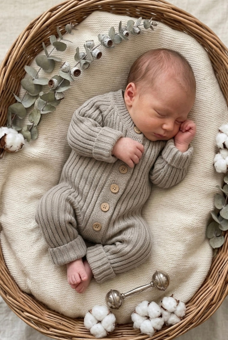 Chunky knit coverall - mushroom