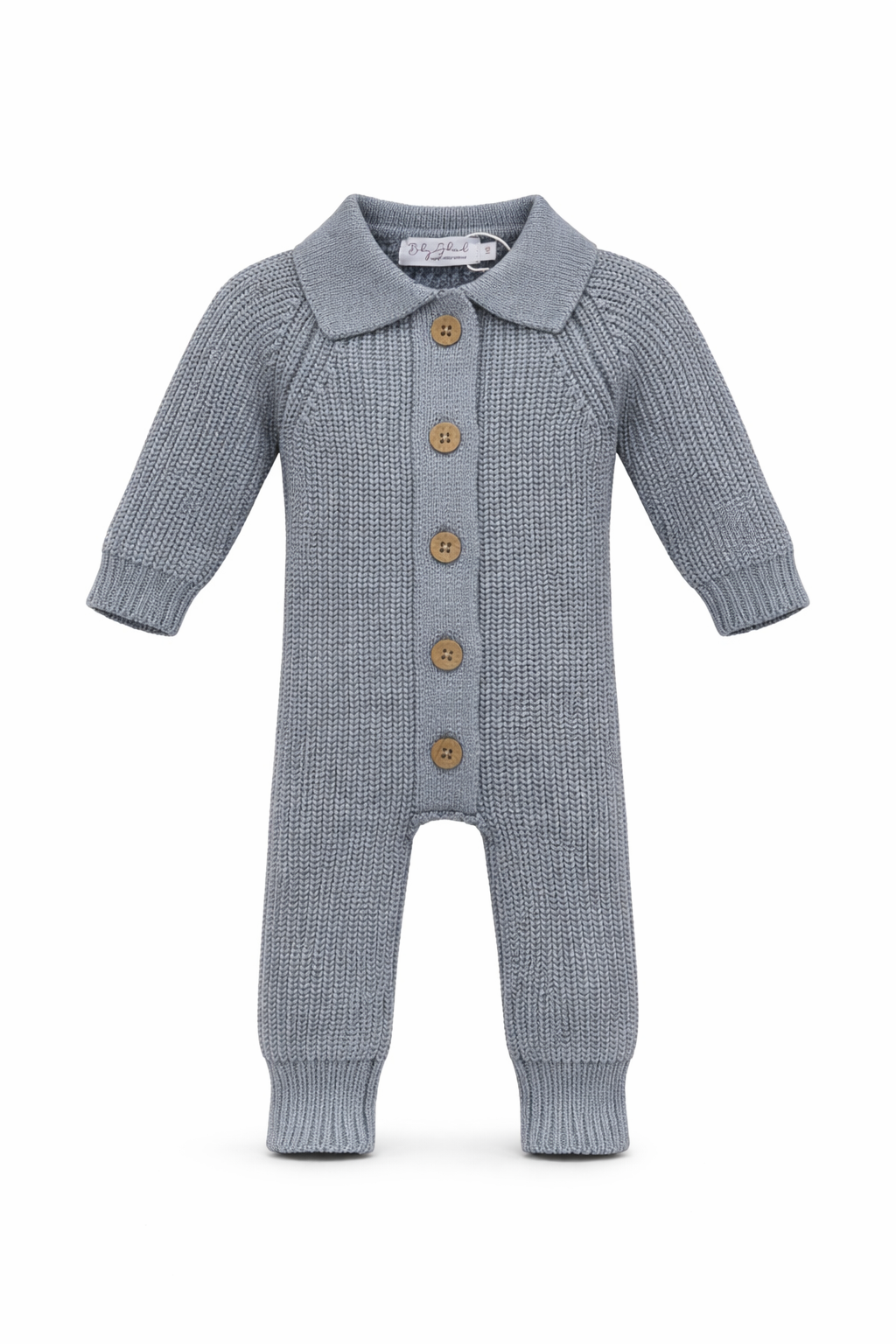 Collared button down coverall - dusty blue