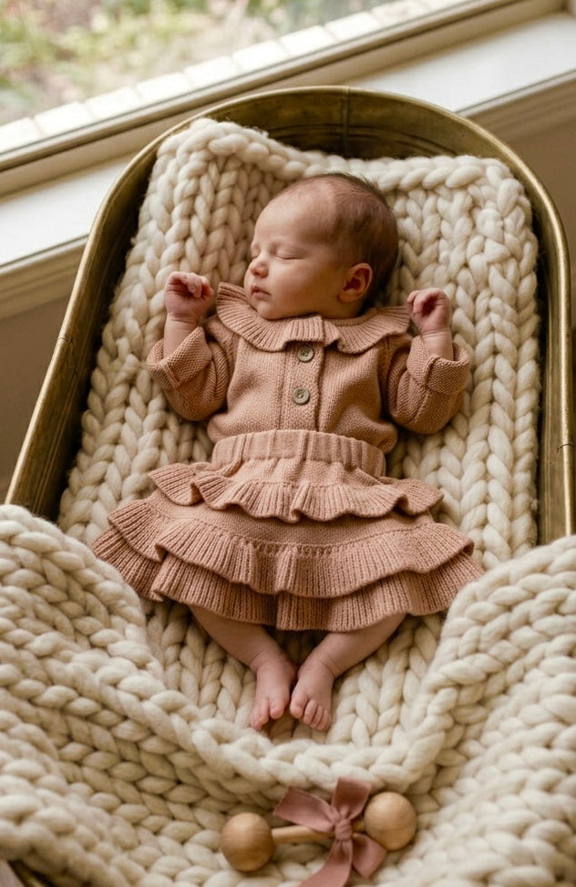Cardigan and skirt set - dusty peach