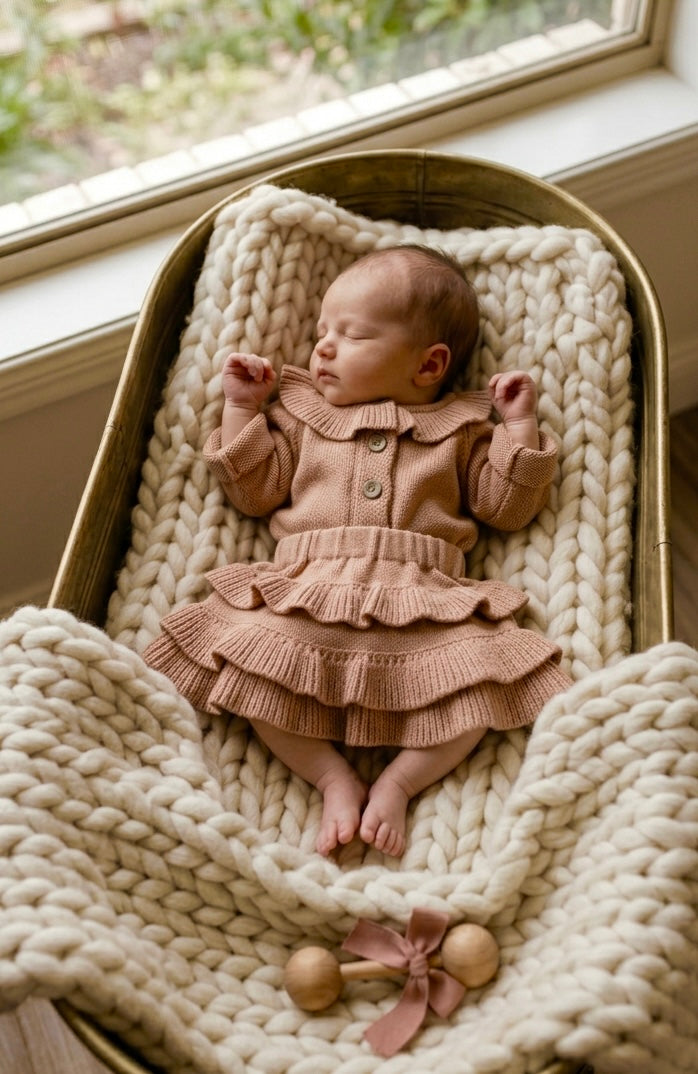 Cardigan and skirt set - dusty peach