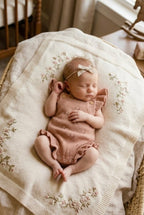 Ruffle pointelle romper - dusty peach