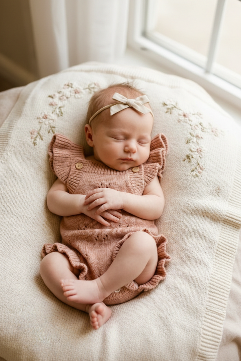 Baby Gabriel Knitted Romper - Different Pose
