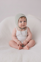 Baby Gabriel – White Singlet Romper with Bonnet
