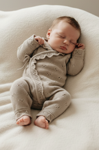 Pointelle ruffle coverall - mushroom