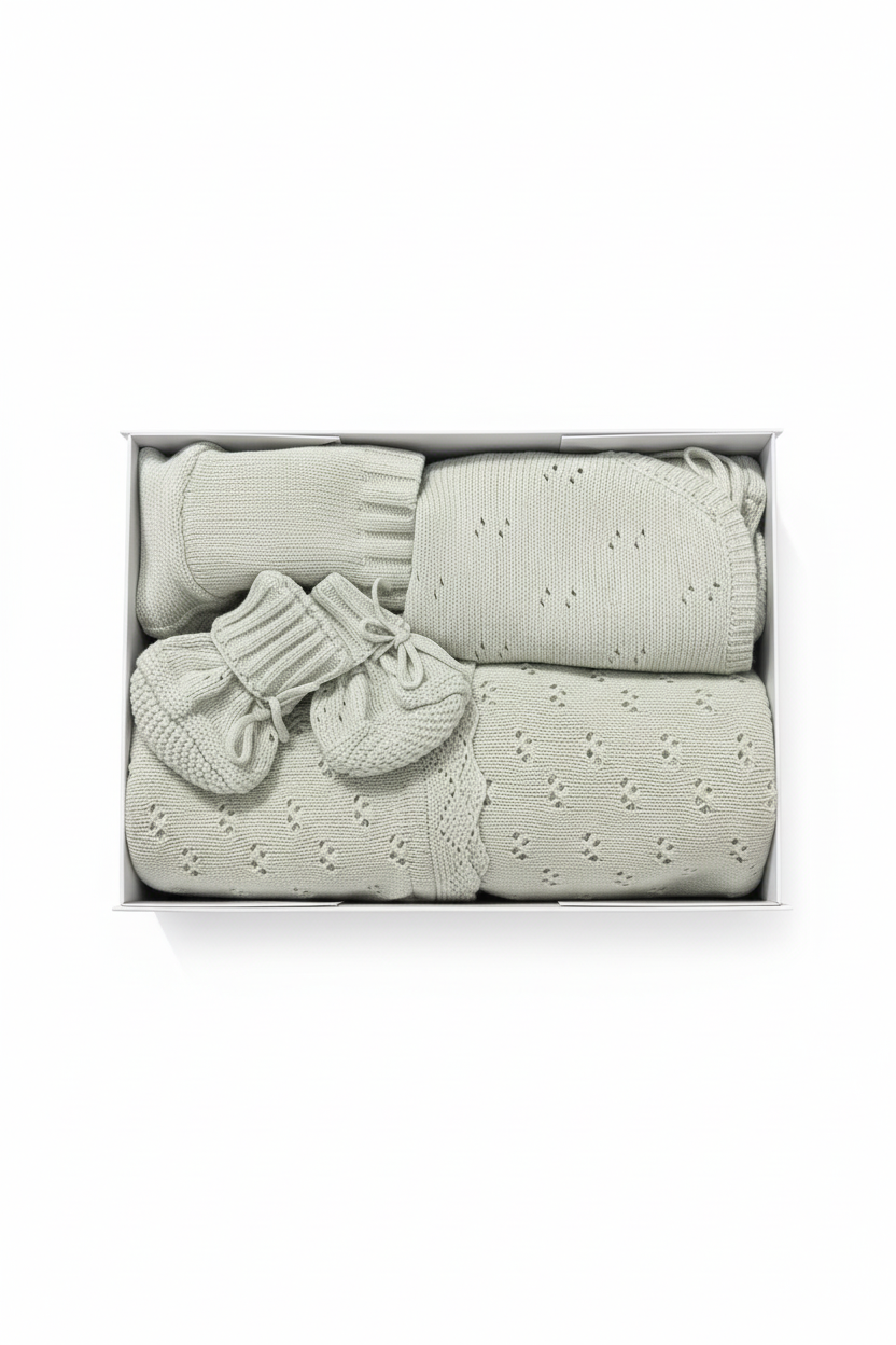 Baby Knit Gift Set Flat Lay Studio Shot