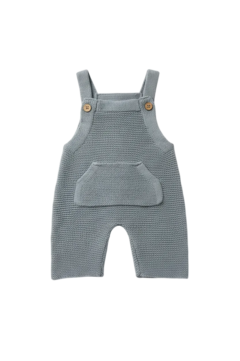 Grey knitted romper - pure white background
