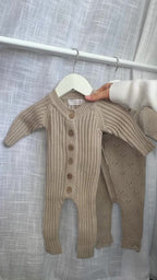 Chunky knit coverall - mushroom