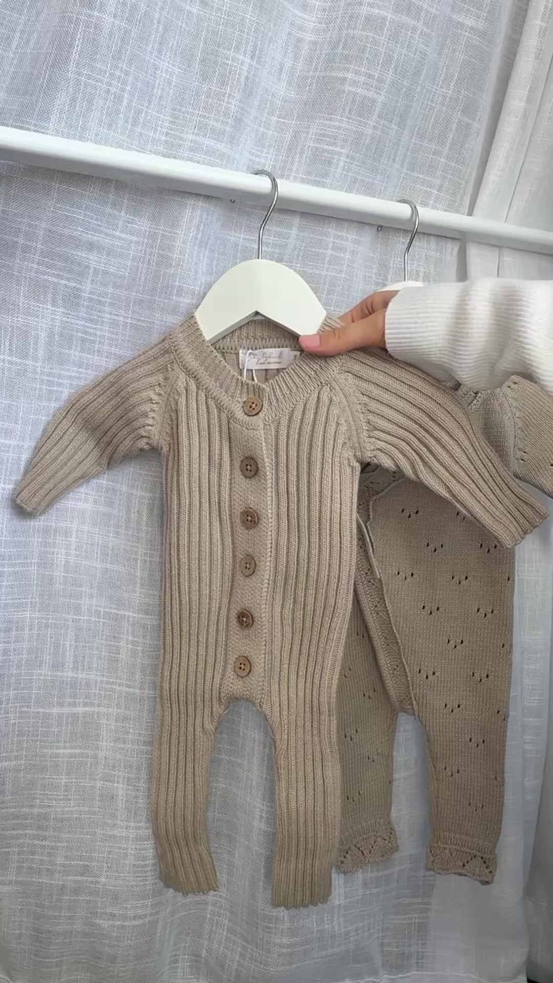 Chunky knit coverall - mushroom