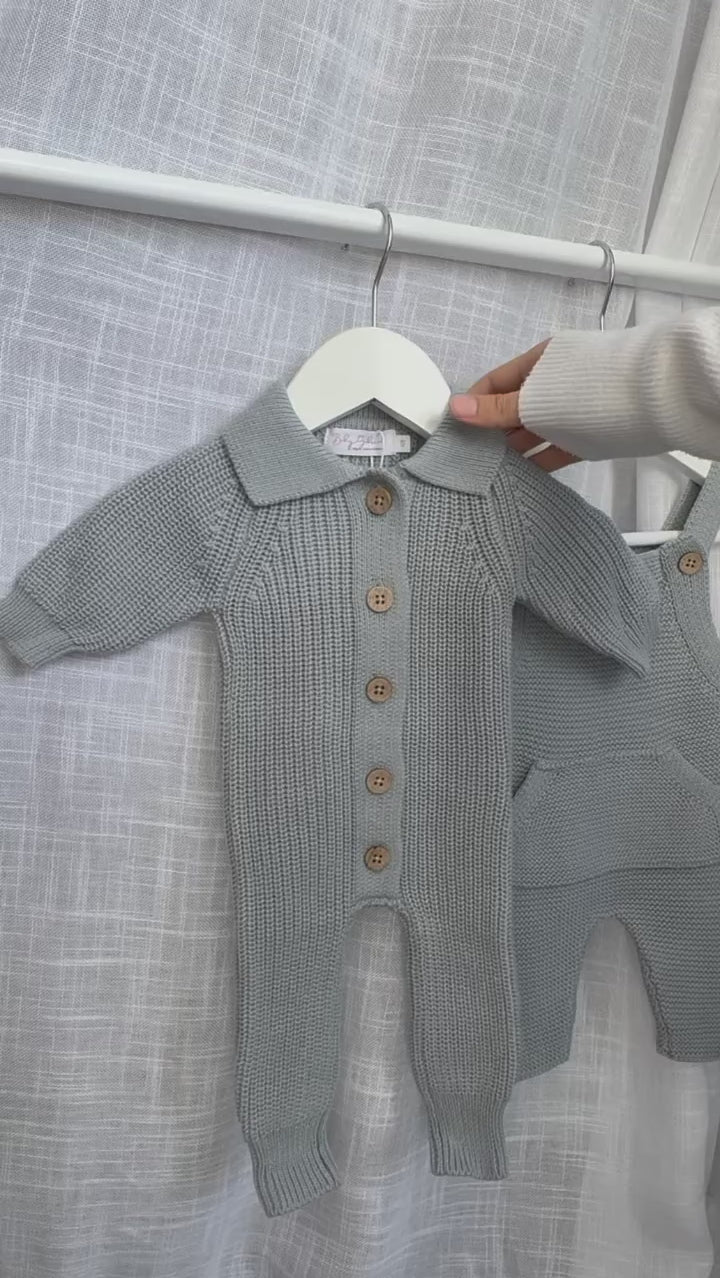 Collared button down coverall - dusty blue