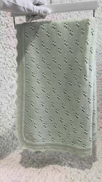 Knitted pointelle blanket - honeydew