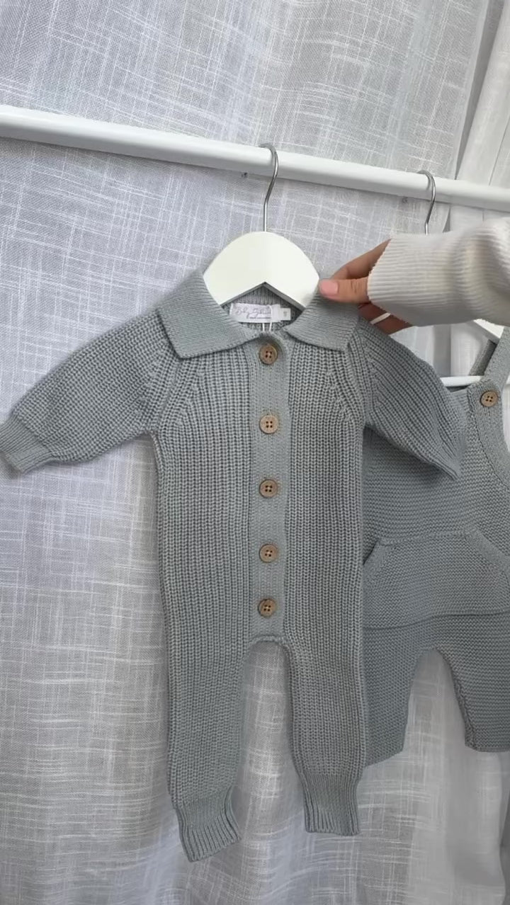 Collared button down coverall - dusty blue