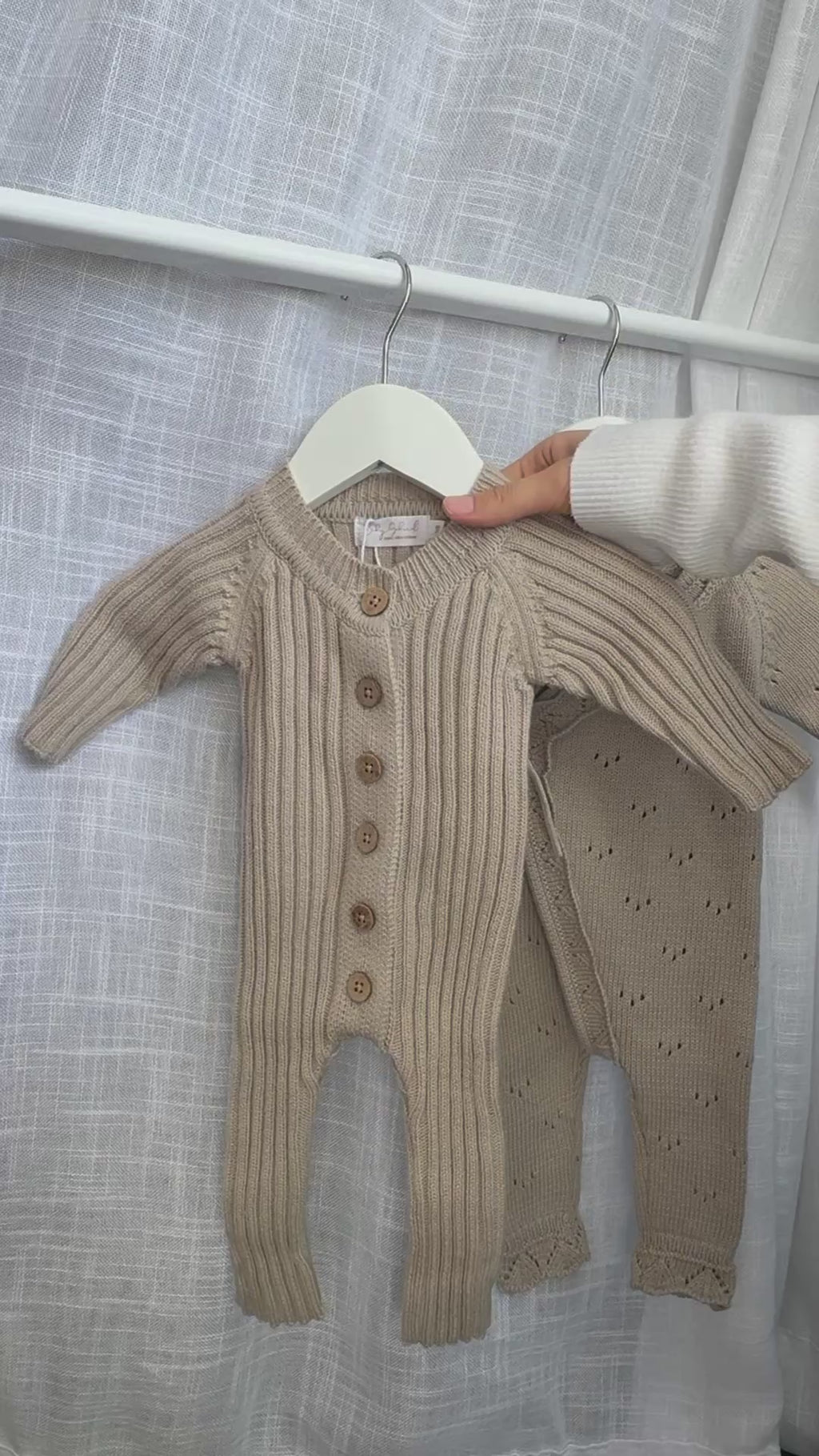 Chunky knit coverall - mushroom