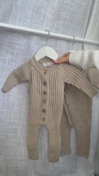 Chunky knit coverall - mushroom