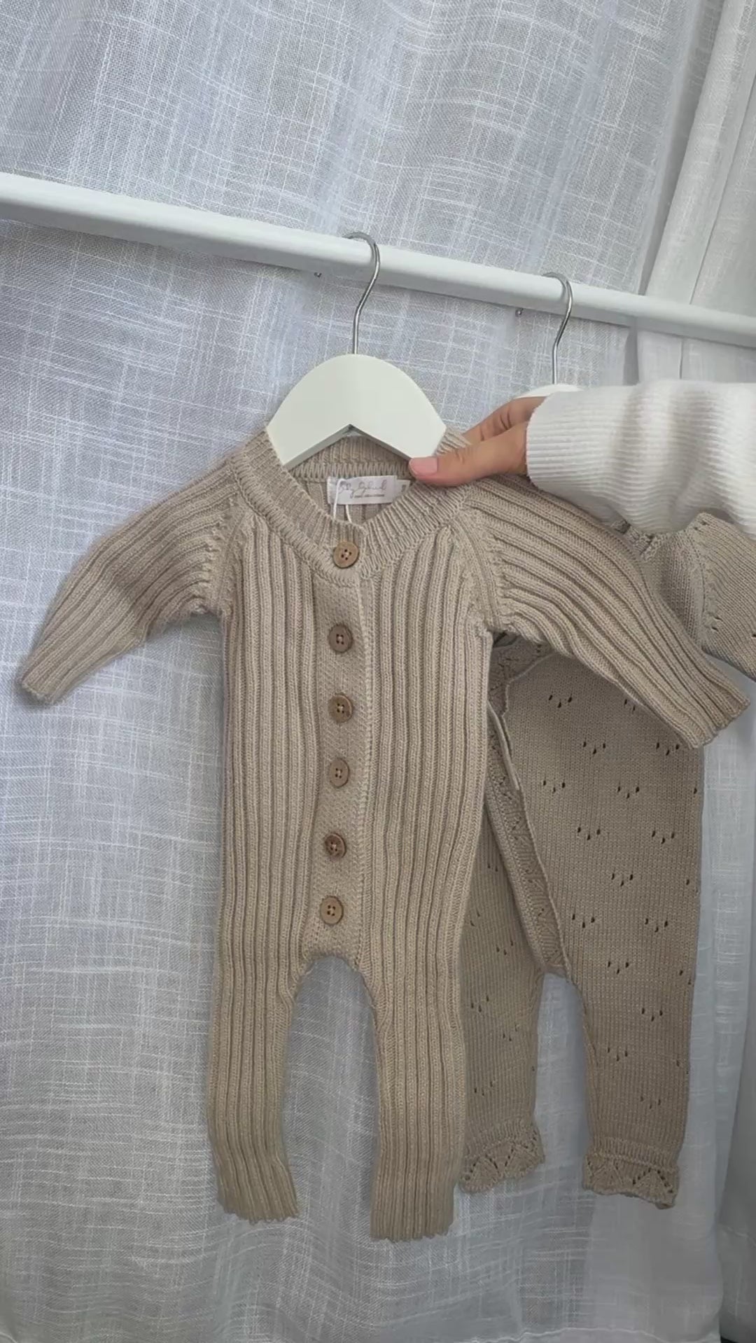 Chunky knit coverall - mushroom
